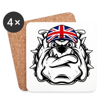 Britische Bulldogge - Untersetzer (4er-Set) - Weiß - Vorne