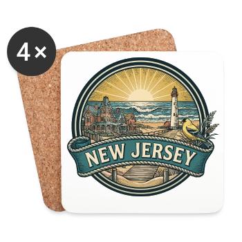 New Jersey Cape May Coast Retro-Reisegeschenk - Untersetzer (4er-Set) - Weiß - Vorne