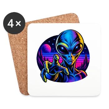 Neonalien Hand im All - Untersetzer (4er-Set) - Weiß - Vorne
