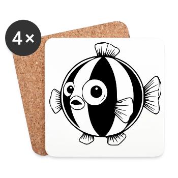 Lustiger Comic Kugelfisch Geschenk  - Untersetzer (4er-Set) - Weiß - Vorne