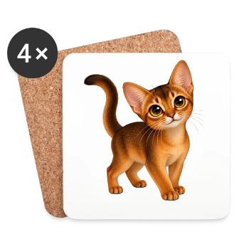 Abessinierkatze Kawaii Style – Süße Katze - Untersetzer (4er-Set) - Weiß - Vorne