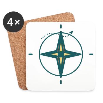 Nordstern Kompass Grafik - Untersetzer (4er-Set) - Weiß - Vorne