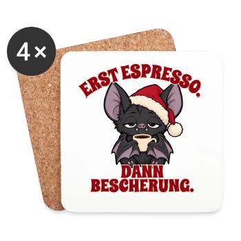 Fledermaus vor der Bescherung - Untersetzer (4er-Set) - Weiß - Vorne