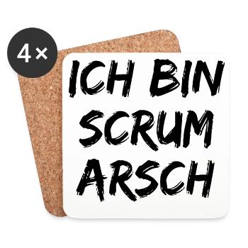 ICH BIN SCRUM ARSCH AGILE TEAM PROJEKTMANAGER  - Untersetzer (4er-Set) - Weiß - Vorne