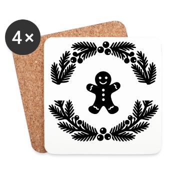 Lebkuchenmann Kranz Icon - Untersetzer (4er-Set) - Weiß - Vorne