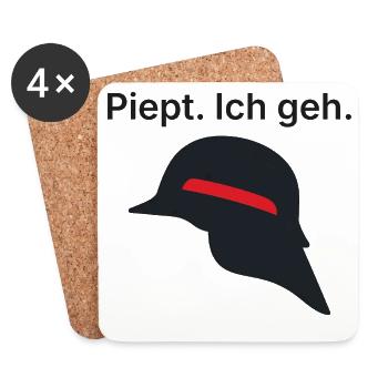 Piept. Ich geh. - Feuerwehr Geschenk Melder - Untersetzer (4er-Set) - Weiß - Vorne