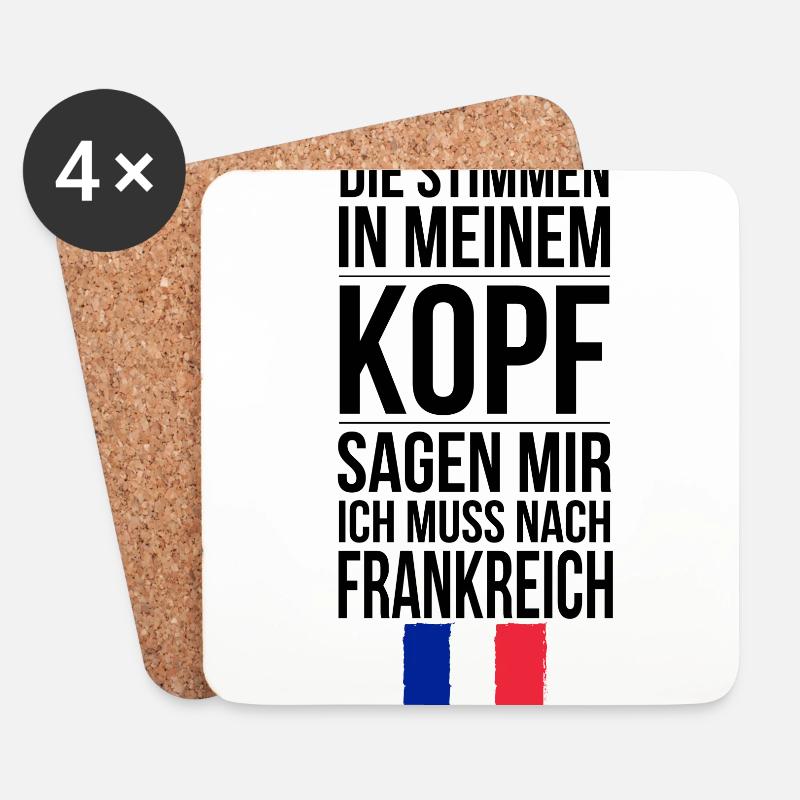 Tasse mit Spruch Frankreich Geschenk - Untersetzer (4er-Set) - Weiß