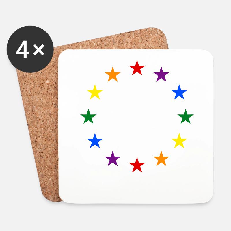 EU Sterne in Regenbogenfarben - Europa LGBT Euro - Untersetzer (4er-Set) - Weiß