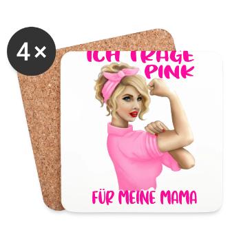 Cancer du sein, je porte du rose pour ma mère - Dessous de verre (lot de 4) - blanc - Devant