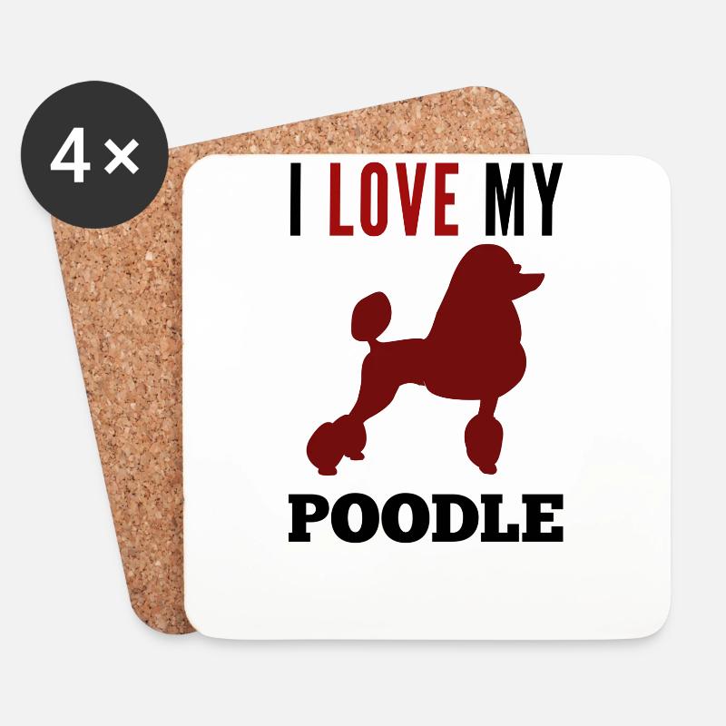 I love my Pudel Pudel Pudel - Untersetzer (4er-Set) - Weiß