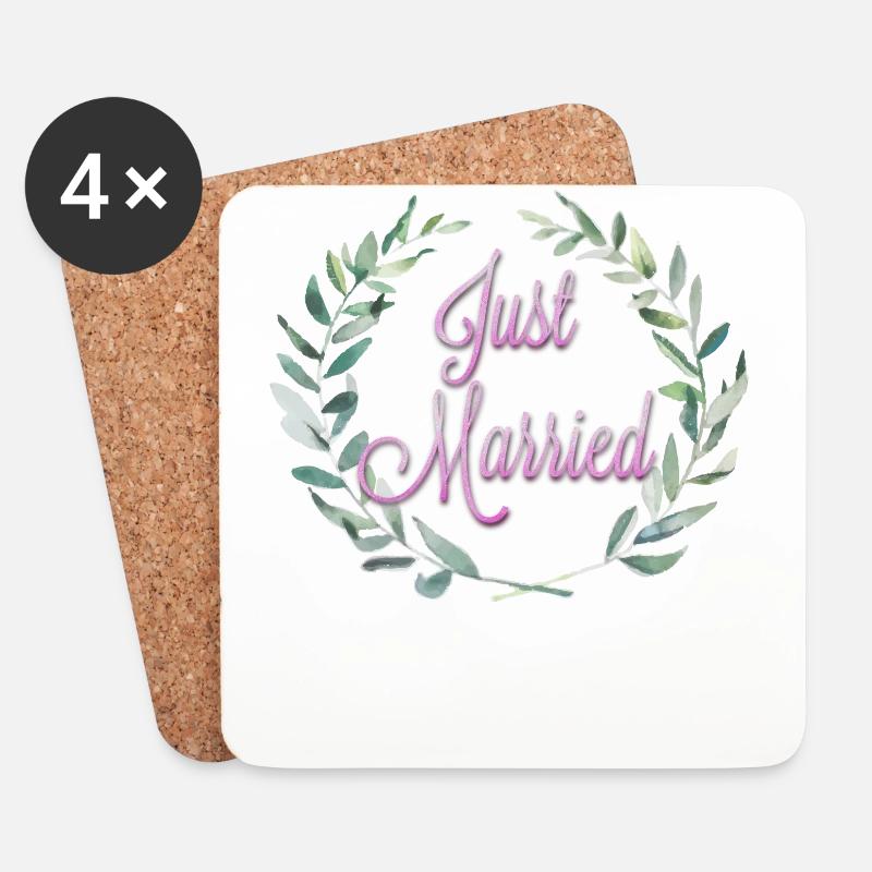 Just married - Untersetzer (4er-Set) - Weiß