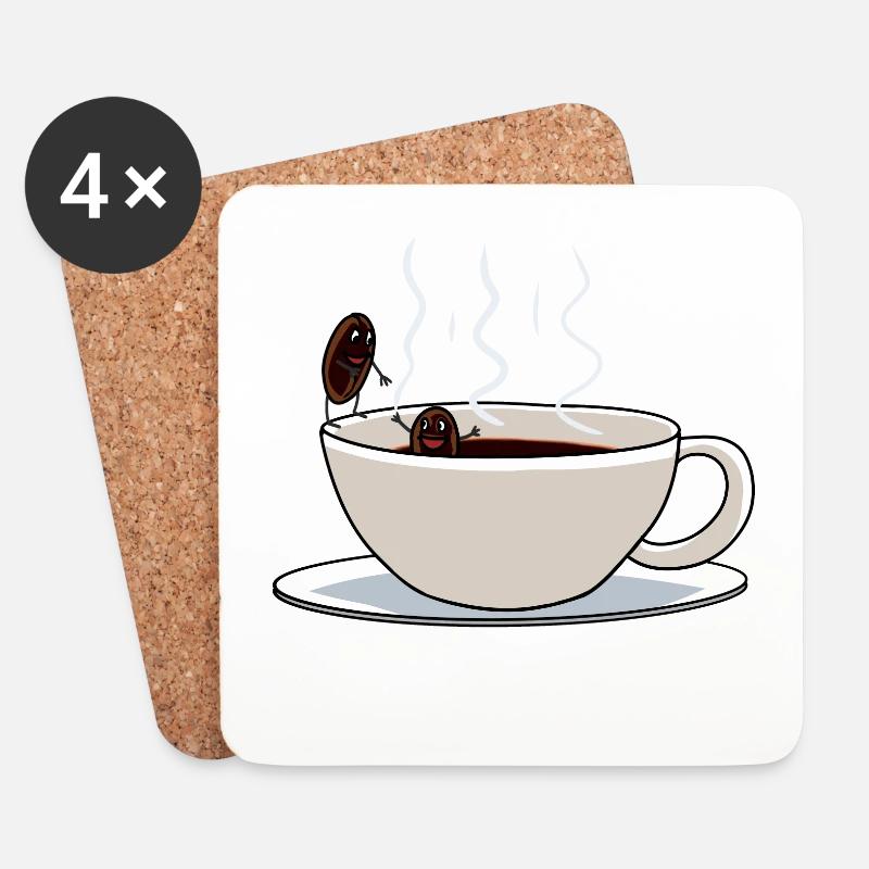Kaffee Kaffeebohne Coffeeshop Morgens Drama Retter - Untersetzer (4er-Set) - Weiß