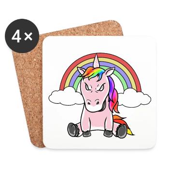 Einhorn Einhörner Fantasy Grimmig Böse Fabelwesen - Untersetzer (4er-Set) - Weiß - Vorne