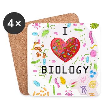 I Love Biology - I Love Biology | Fun shirt - Coasters (set of 4) - white - Front