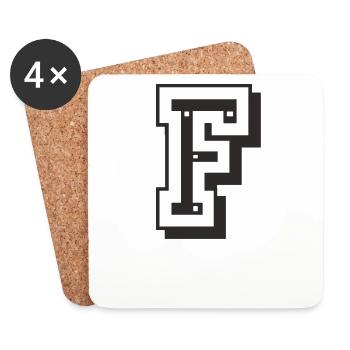 Letter F in CollegeSchrift Universität Uni USA - Coasters (set of 4) - white - Front