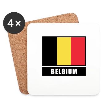 Belgium flag Belgian Brussels Antwerp flag - Coasters (set of 4) - white - Front