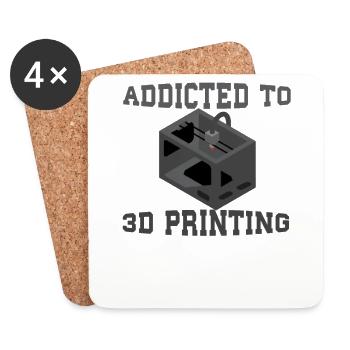 Süchtig nach 3D Druck. Addicted to 3d printing - Untersetzer (4er-Set) - Weiß - Vorne