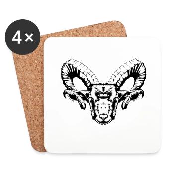 Satan Satanic goat goat devil hell death - Coasters (set of 4) - white - Front