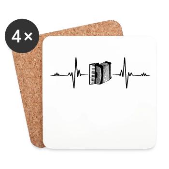 Accordéon Heartbeat Polka Accordéon Cadeau - Dessous de verre (lot de 4) - blanc - Devant