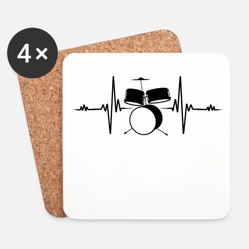 Drummer Herzschlag Schlagzeuger Drums Fun Geschenk - Untersetzer (4er-Set) - Weiß