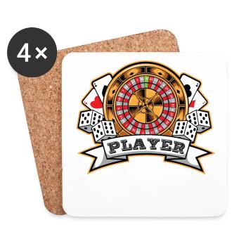 Poker Jeu Casino Roulette Cubes Cadeau - Dessous de verre (lot de 4) - blanc - Devant