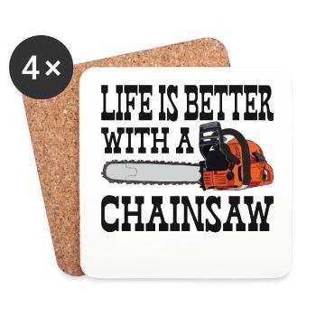 Funny lumberjack chainsaw chainsaw forest worker - Coasters (set of 4) - white - Front