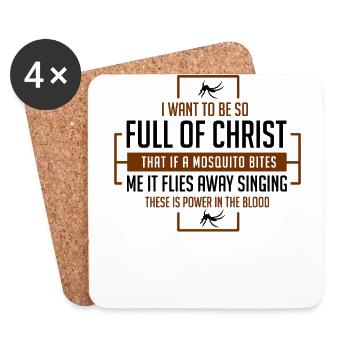 JESUS / CHRISTIAN: Full Of Christ - Untersetzer (4er-Set) - Weiß - Vorne