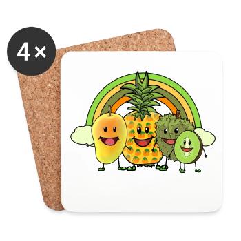 Obst Vegan Regenbogen Obst Früchte Fantasy Oase - Untersetzer (4er-Set) - Weiß - Vorne