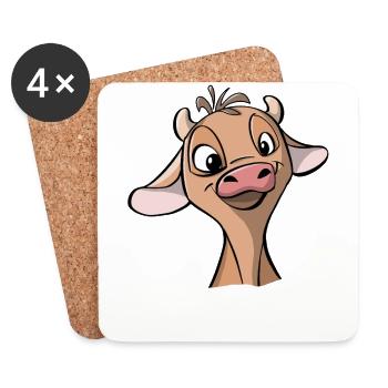 Jeune vache - Dessous de verre (lot de 4) - blanc - Devant
