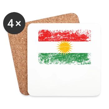 Kurdistan Kurdish flag flag used-look - Coasters (set of 4) - white - Front