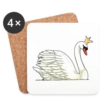Swan Birds Wildlife King Majesty Swans Animal - Coasters (set of 4) - white - Front