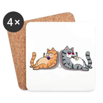 Bébé chat futur stoner cat joint fumeur côte - Dessous de verre (lot de 4) - blanc - Devant