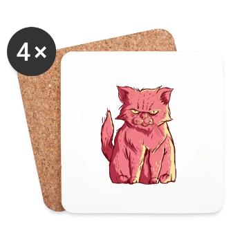Ronflement homme fatigué ronflement nez chat - Dessous de verre (lot de 4) - blanc - Devant