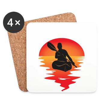 Kayak kayak canoe paddling motif - Coasters (set of 4) - white - Front
