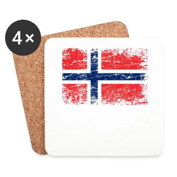 Norwegen norwegisch Flagge Fahne - Untersetzer (4er-Set) - Weiß - Vorne