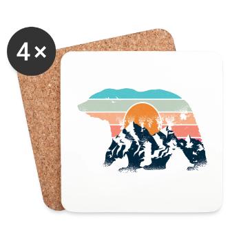 Mountains bear hiking nature mountaineering - Coasters (set of 4) - white - Front