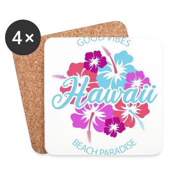 Hawaii Good Vibes Beach Paradise - Dessous de verre (lot de 4) - blanc - Devant