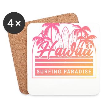 Hawaii Surfing Paradise - Coasters (set of 4) - white - Front