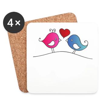 Little Love Birds dessin animé drôle d'oiseaux mignons - Dessous de verre (lot de 4) - blanc - Devant