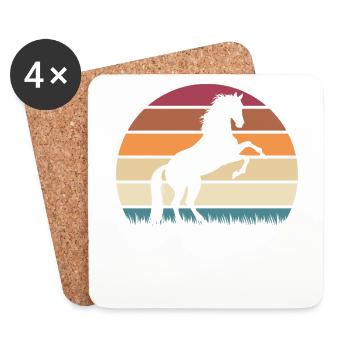 Chemise chevaux pour les amoureux des chevaux - Dessous de verre (lot de 4) - blanc - Devant