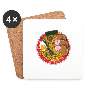I Love Ramen & Maybe Three 3 People - Coasters (set of 4) - white - Front