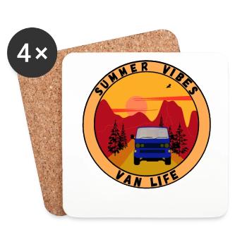 Summer Vibes Van Life - Coasters (set of 4) - white - Front