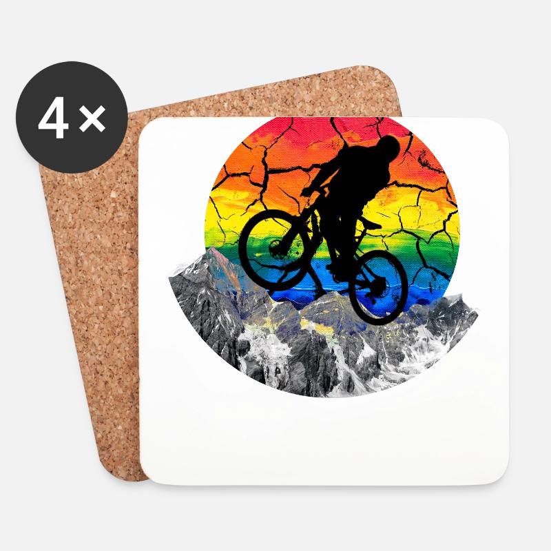 cooles Downhill - Mountainbike MTB Geschenk - Untersetzer (4er-Set) - Weiß
