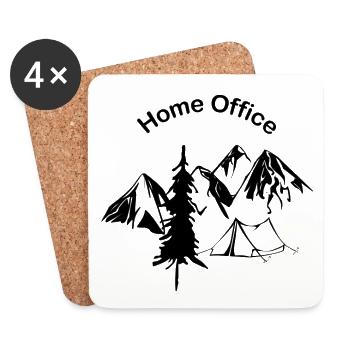 Bureau à domicile dans les montagnes - Dessous de verre (lot de 4) - blanc - Devant