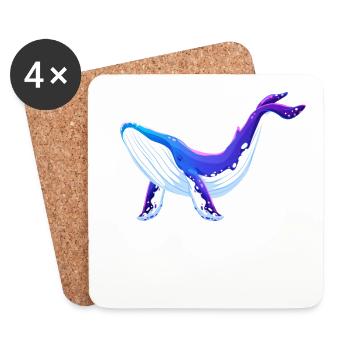Blue whale and diver design - Coasters (set of 4) - white - Front