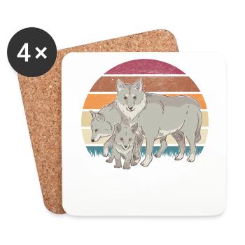 Wolfsrudel Wölfe Wolf - Untersetzer (4er-Set) - Weiß - Vorne