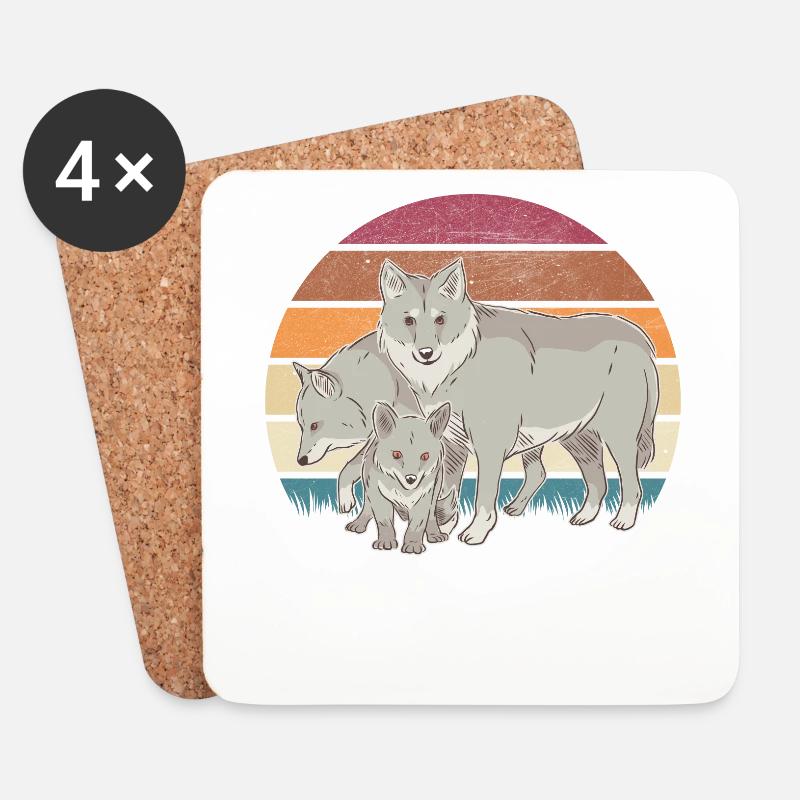 Wolfsrudel Wölfe Wolf - Untersetzer (4er-Set) - Weiß