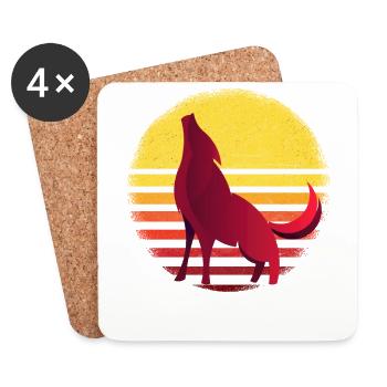 Wolf wolves howl - Coasters (set of 4) - white - Front