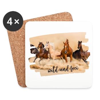 Pferde Wüste reiten wild frei - Untersetzer (4er-Set) - Weiß - Vorne
