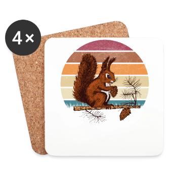 Eichhörnchen Design - Untersetzer (4er-Set) - Weiß - Vorne